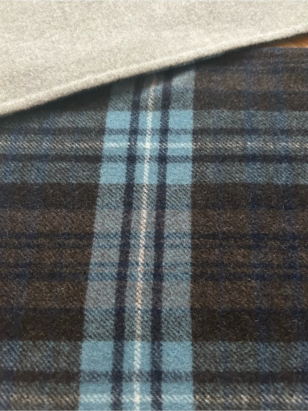 Men's Reversible Plaid & Solid Scarf - Gray and Blue